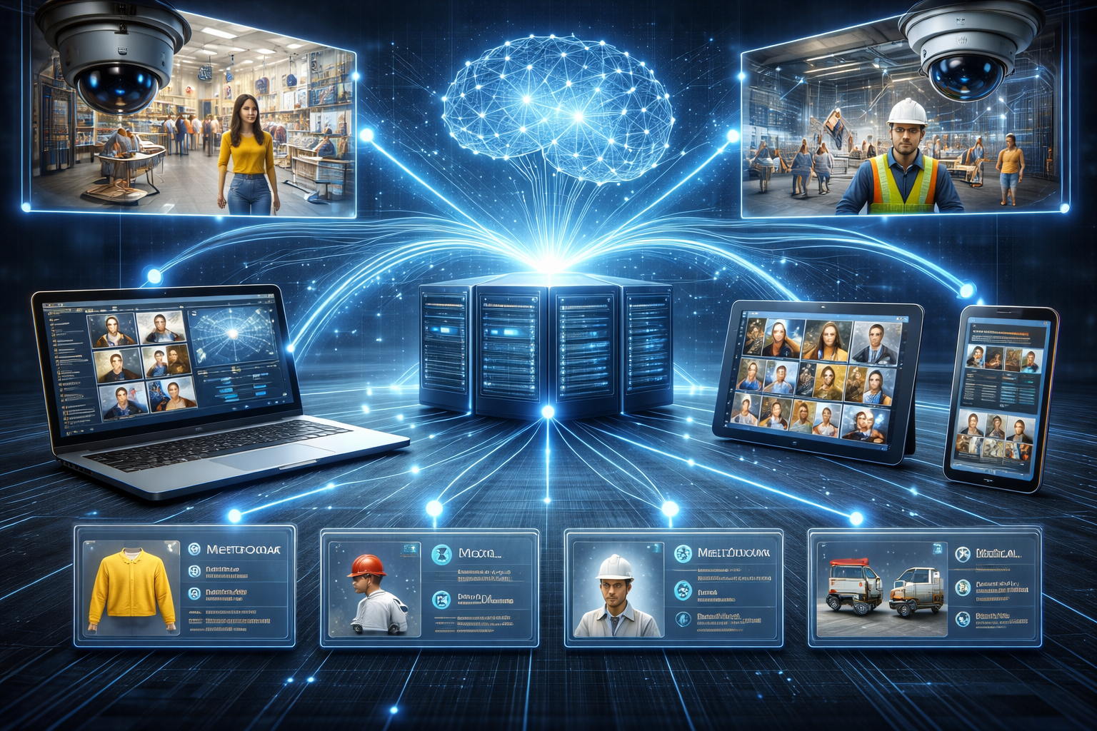 同步多主機 AI 辨識數據，將跨攝影機與跨場域的影像元數據 (Metadata) 轉化為結構化索引，實現跨來源的精準關聯分析。