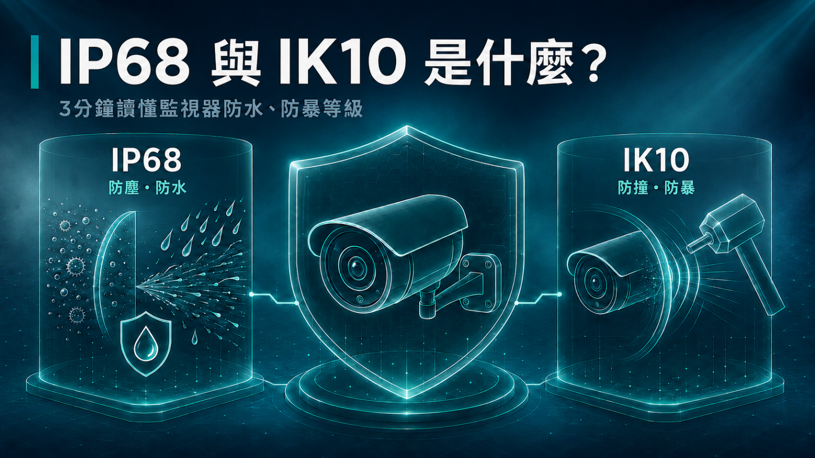 【監控選購必看】IP68 與 IK10 是什麼?3分鐘讀懂監視器防水、防暴等級